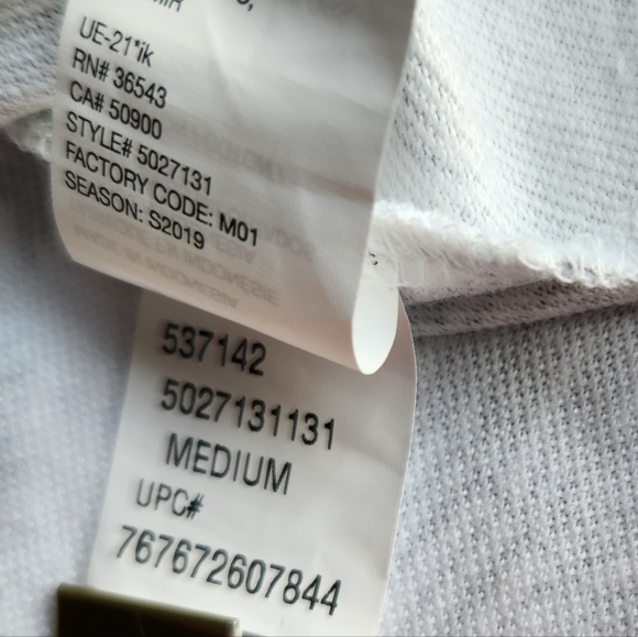 Van Heusen Mens Never Tuck Palm Tree Polo Shirt | White + Gray Size M 5027131131 - Picture 9 of 9